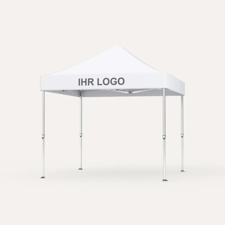 Faltpavillon Premium Hex57 3 × 3 m in Weiß mit Platz für Ihr Logo auf dem Volant