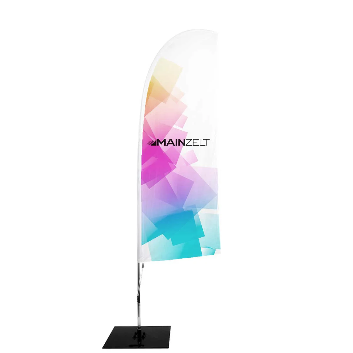 Beachflag Classic mit MAIN-ZELT-Motiv und Bodenplatte