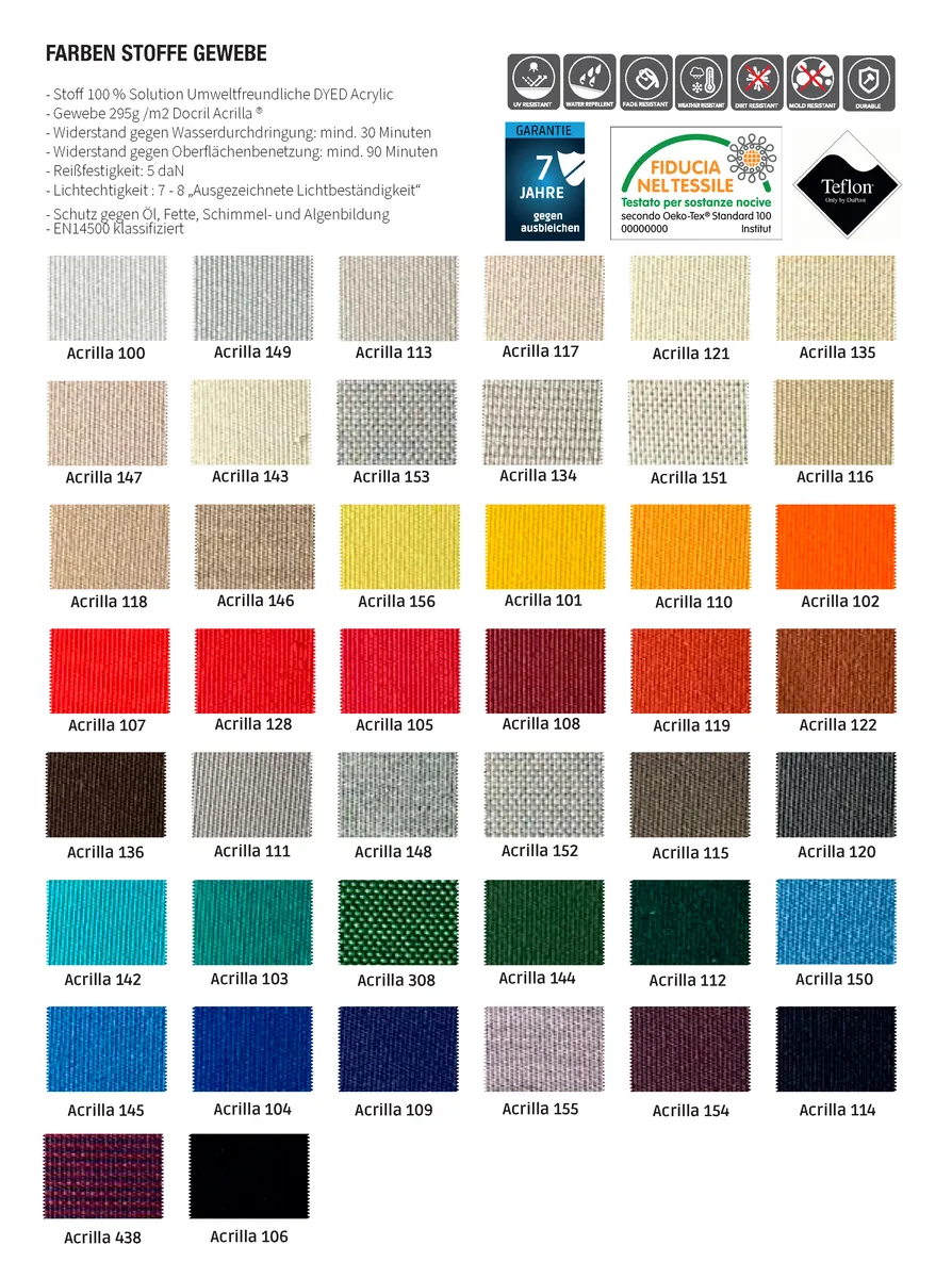 Farben und Stoffeigenschaften der Sonnenschirme von MAIN-ZELT