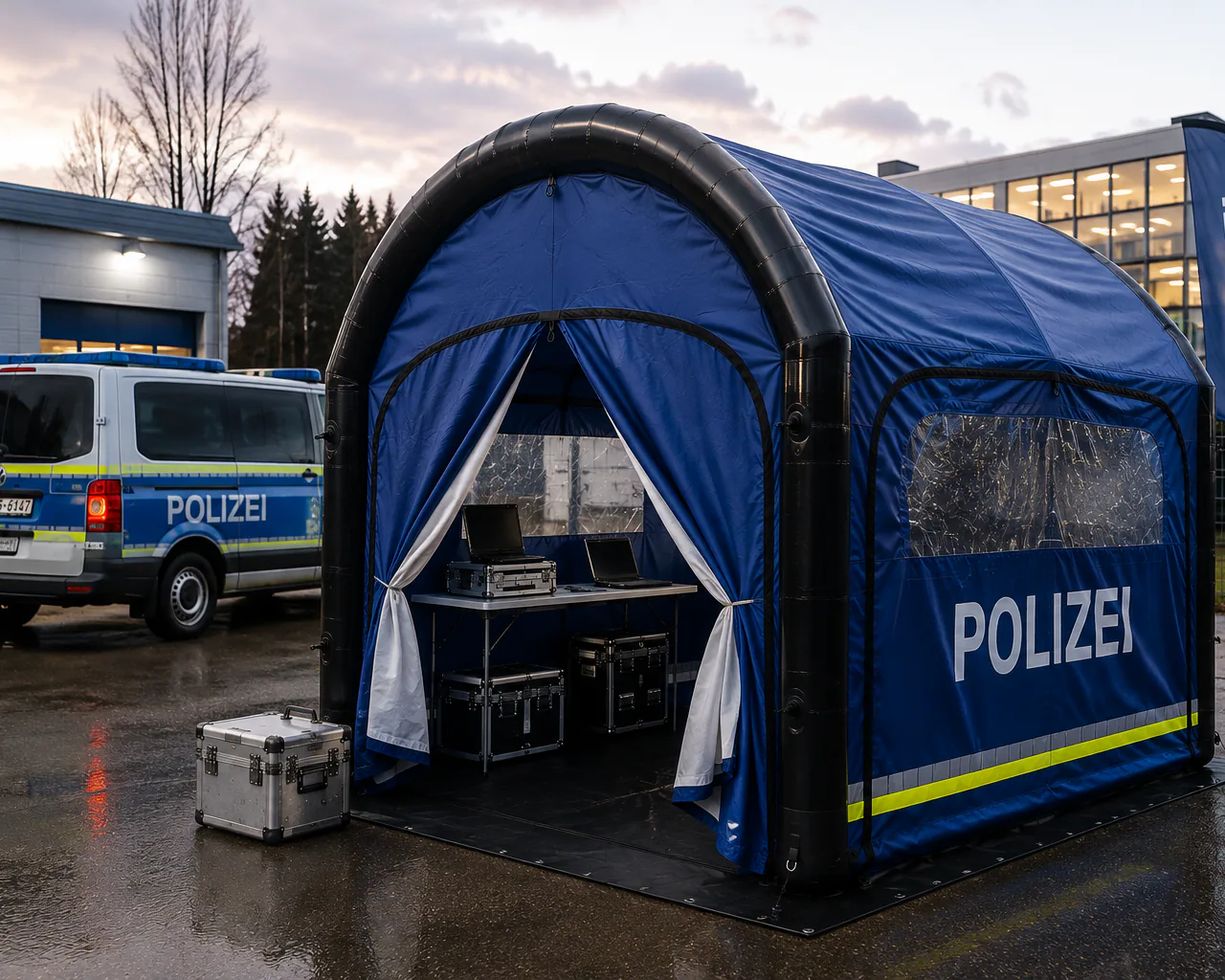 Aufblasbares Zelt an einer Einsatzstelle