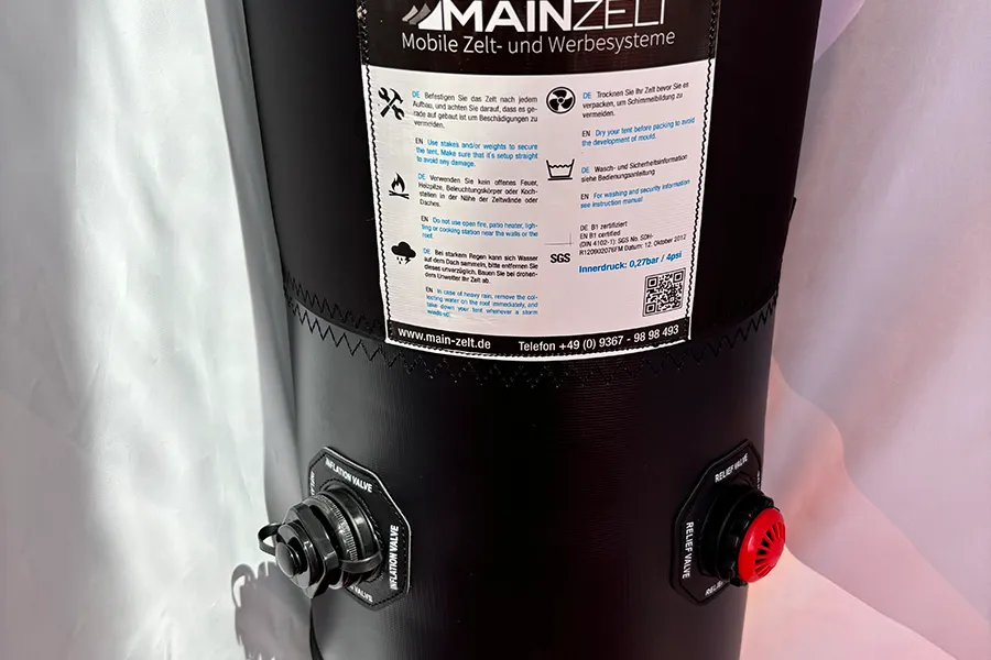 Befüllung eines Schnelleinsatzzeltes über eine Druckluftflasche