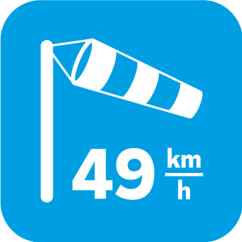 Windlast bis 49km/h